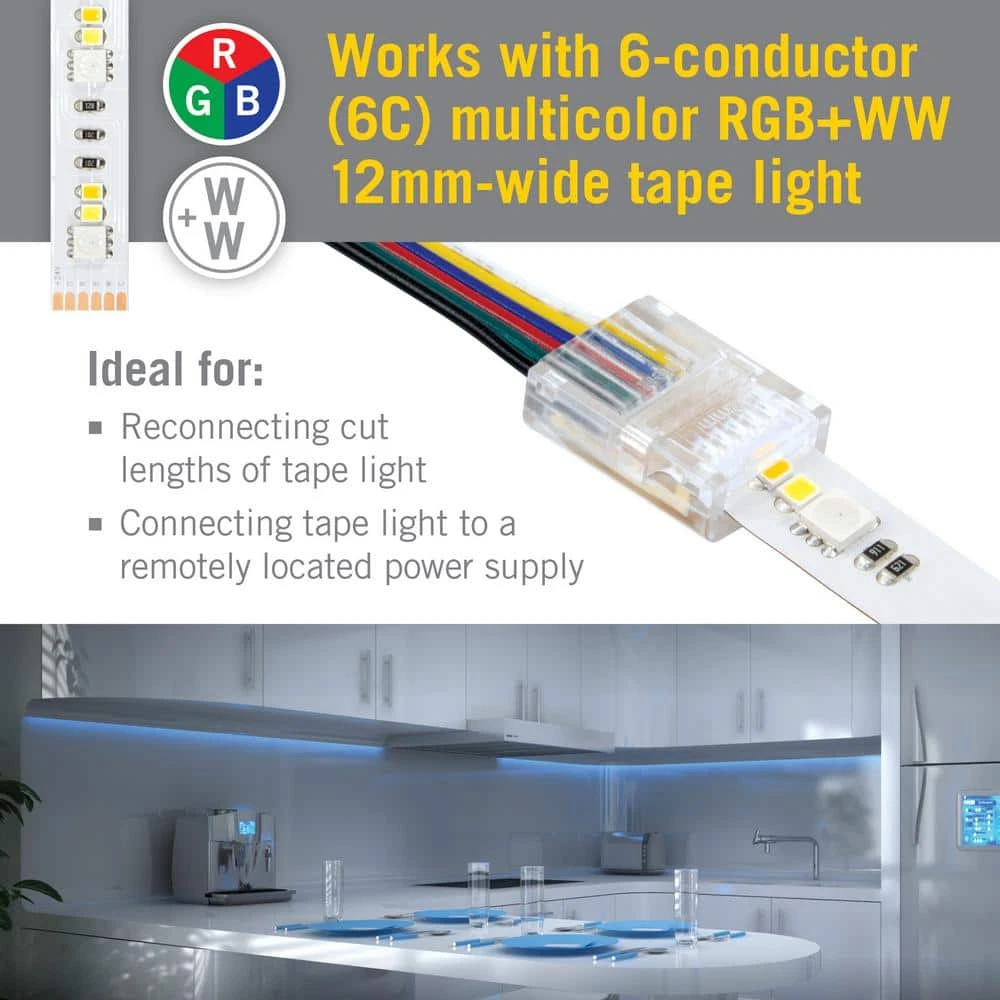 SureLock Pro 6 Pin RGB+WW LED Channel Connector Strip Light Tape To Wire Connector (6-Pack) 5 SureLock Pro 6 Pin RGB+WW LED Channel Connector Strip Light Tape To Wire Connector (6-Pack) - Image 3