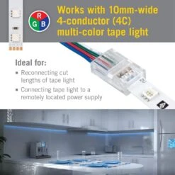 4-Pin Wire To Tape Connector Cord (6-Pack) -Lamp Parts armacost lighting under cabinet lighting accessories 766120 4f 1000