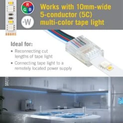 5-Pin RGB+W Multi-Color Wire To Tape Connector Cord (6-Pack) -Lamp Parts armacost lighting under cabinet lighting accessories 766220 4f 1000
