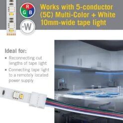 48 In. Tape To Wire RGB+W LED Connector Cord (3-Pack) -Lamp Parts armacost lighting under cabinet lighting accessories 790820 4f 1000