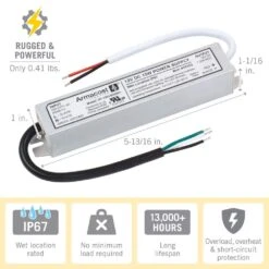 15-Watt Standard Wet Location LED Driver Power Supply 12-Volt DC Power Cord 8 15-Watt Standard Wet Location LED Driver Power Supply 12-Volt DC Power Cord -Lamp Parts armacost lighting under cabinet lighting accessories 810153 4f 1000