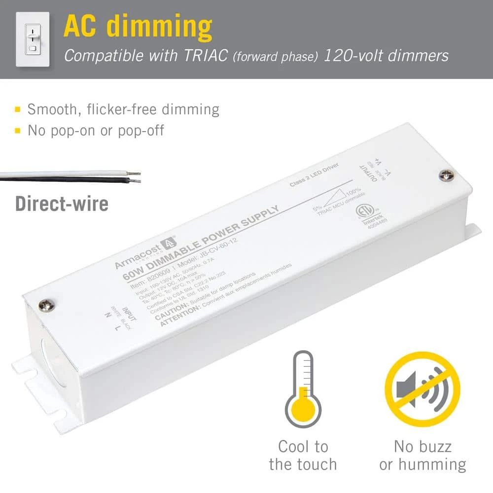 60-Watt Dimmable 12-Volt DC TRIAC LED Transformer Driver With Enclosure 5 60-Watt Dimmable 12-Volt DC TRIAC LED Transformer Driver With Enclosure - Image 3