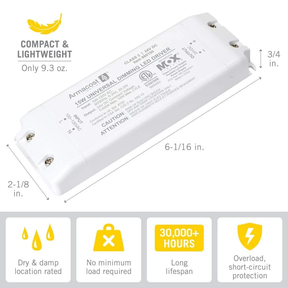 15-Watt Universal Dimmable 24-Volt DC LED Dimmer Driver TRIAC 4 15-Watt Universal Dimmable 24-Volt DC LED Dimmer Driver TRIAC - Image 2