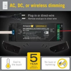 60-Watt Universal Plus 24-Volt DC Dimmable LED Driver ELV/MLV/TRIAC Transformer -Lamp Parts armacost lighting under cabinet lighting accessories 870600 44 1000