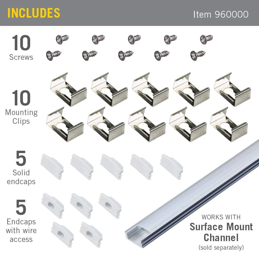 Surface Mount White Tape Light Channel Accessory Pack LED Mounting Hardware (10-Pack) 4 Surface Mount White Tape Light Channel Accessory Pack LED Mounting Hardware (10-Pack) - Image 2