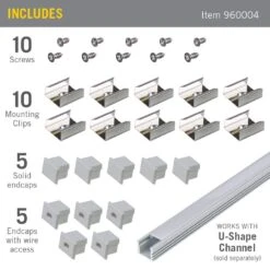 Deep Surface Mount Grey Tape Light Channel Accessory Pack LED Mounting Hardware (10-Pack) 7 Deep Surface Mount Grey Tape Light Channel Accessory Pack LED Mounting Hardware (10-Pack) -Lamp Parts armacost lighting under cabinet lighting accessories 960004 c3 1000