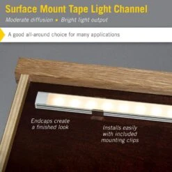 Surface Mount LED Tape Light Channel, Silver (5-Pack) -Lamp Parts armacost lighting under cabinet lighting accessories 960050 1f 1000