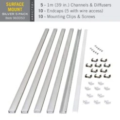 Surface Mount LED Tape Light Channel, Silver (5-Pack) -Lamp Parts armacost lighting under cabinet lighting accessories 960050 c3 1000