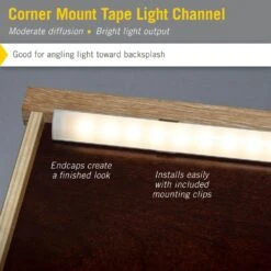 Corner Mount LED Tape Light Channel, Silver (5-Pack) -Lamp Parts armacost lighting under cabinet lighting accessories 960051 1f 1000