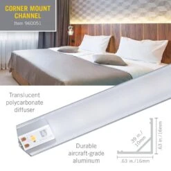 Corner Mount LED Tape Light Channel, Silver (5-Pack) -Lamp Parts armacost lighting under cabinet lighting accessories 960051 4f 1000