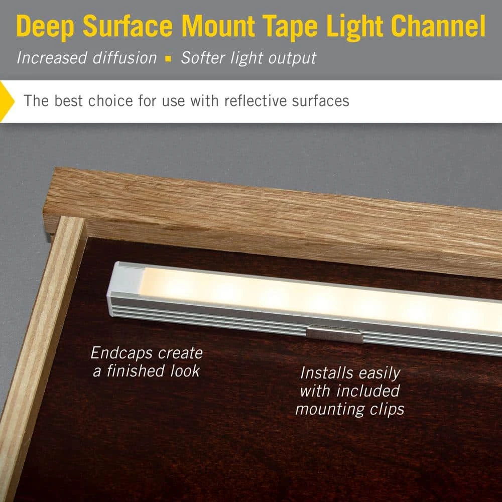 Deep Surface Mount LED Tape Light Channel, Silver (5-Pack) 7 Deep Surface Mount LED Tape Light Channel, Silver (5-Pack) - Image 5