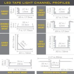 Deep Surface Mount LED Tape Light Channel, Silver (5-Pack) 17 Deep Surface Mount LED Tape Light Channel, Silver (5-Pack) -Lamp Parts armacost lighting under cabinet lighting accessories 960054 76 1000