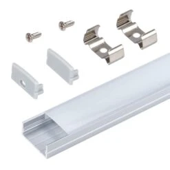 Wide Surface Mount LED Tape Light Channel Mounting Hardware, Silver (5-Pack)
