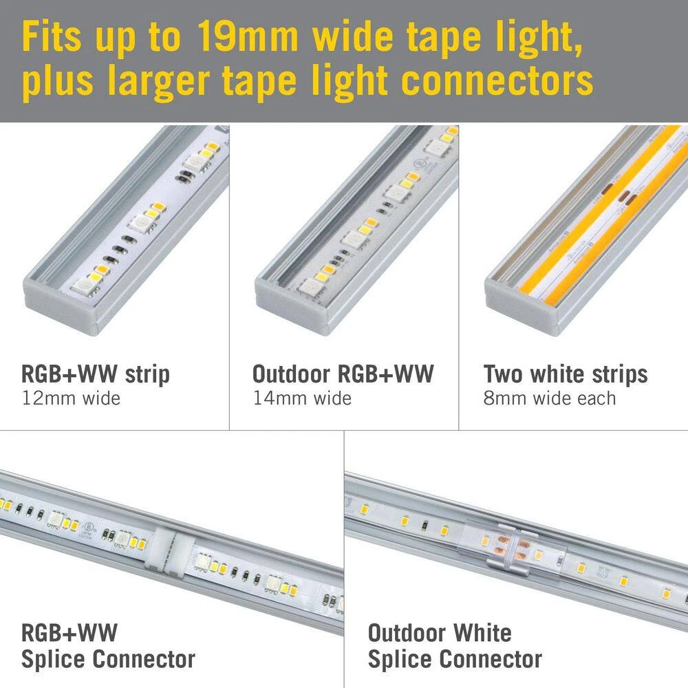 Wide Surface Mount LED Tape Light Channel Mounting Hardware, Silver (5-Pack) 5 Wide Surface Mount LED Tape Light Channel Mounting Hardware, Silver (5-Pack) - Image 3
