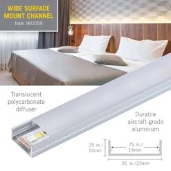 Wide Surface Mount LED Tape Light Channel Mounting Hardware, Silver (5-Pack) 16 Wide Surface Mount LED Tape Light Channel Mounting Hardware, Silver (5-Pack) -Lamp Parts armacost lighting under cabinet lighting accessories 960058 fa 1000