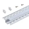 Recessed Drywall Mount LED Tape Light Channel Mounting Hardware, Silver (5-Pack)