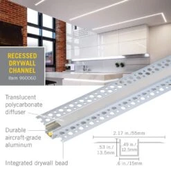 Recessed Drywall Mount LED Tape Light Channel Mounting Hardware, Silver (5-Pack) -Lamp Parts armacost lighting under cabinet lighting accessories 960060 fa 1000