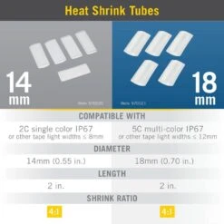 LED Tape Light Connector Heat Shrink Tube 14 Mm Mounting Hardware (5-Pack) 9 LED Tape Light Connector Heat Shrink Tube 14 Mm Mounting Hardware (5-Pack) -Lamp Parts armacost lighting under cabinet lighting accessories 970020 4f 1000