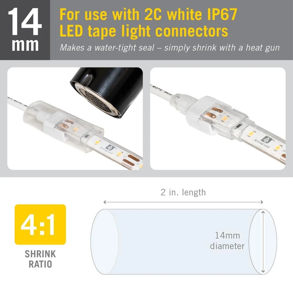 LED Tape Light Connector Heat Shrink Tube 14 Mm Mounting Hardware (5-Pack) 4 LED Tape Light Connector Heat Shrink Tube 14 Mm Mounting Hardware (5-Pack) - Image 2
