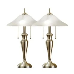 Classic Cordinates 24-inch Brushed Steel Table Lamps With High Quality Hammered Glass Shades (2-Piece)