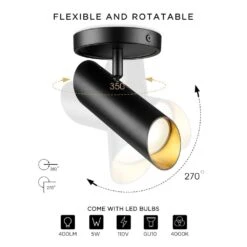 3.6 Ft. Black Integrated LED Ceiling Mounted Hardwired Track Lighting Kit With Cylinder Head -Lamp Parts balck 5 light jazava track lighting kits hd4fs79tl 5 bk 4f 1000