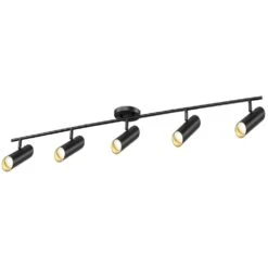 3.6 Ft. Black Integrated LED Ceiling Mounted Hardwired Track Lighting Kit With Cylinder Head