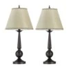 27 In. H Bronze And Beige Table Lamps With Cone Shade (Set Of 2) -Lamp Parts beige brown jushua desk lamps ct zy p145609 64 1000