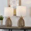 Heideman 13 In. Beige Modern Rattan Bedroom Living Room Bedside Desk Nightstand Small Table Lamps Set Of 2 -Lamp Parts beige maxax table lamps t159 wd 64 1000