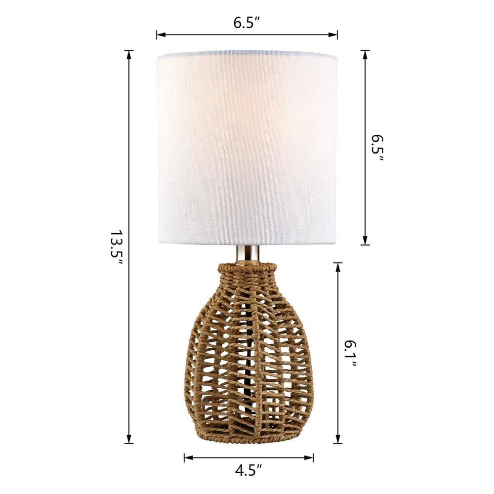 Heideman 13 In. Beige Modern Rattan Bedroom Living Room Bedside Desk Nightstand Small Table Lamps Set Of 2 5 Heideman 13 In. Beige Modern Rattan Bedroom Living Room Bedside Desk Nightstand Small Table Lamps Set Of 2 - Image 3