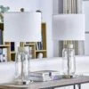23.5 In. Beige Modern Dimmable Resin Bedroom Living Room Bedside Desk Nightstand Table Lamps USB Port (Set Of 2)