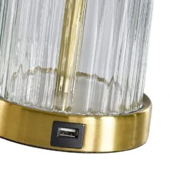 24.5 In. Beige Modern Dimmable Glass Bedroom Living Room Bedside Desk Nightstand Table Lamps USB Port (Set Of 2) -Lamp Parts beige maxax table lamps t197 gd 66 1000