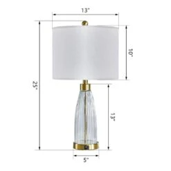 24.5 In. Beige Modern Dimmable Glass Bedroom Living Room Bedside Desk Nightstand Table Lamps USB Port (Set Of 2) -Lamp Parts beige maxax table lamps t197 gd a0 1000