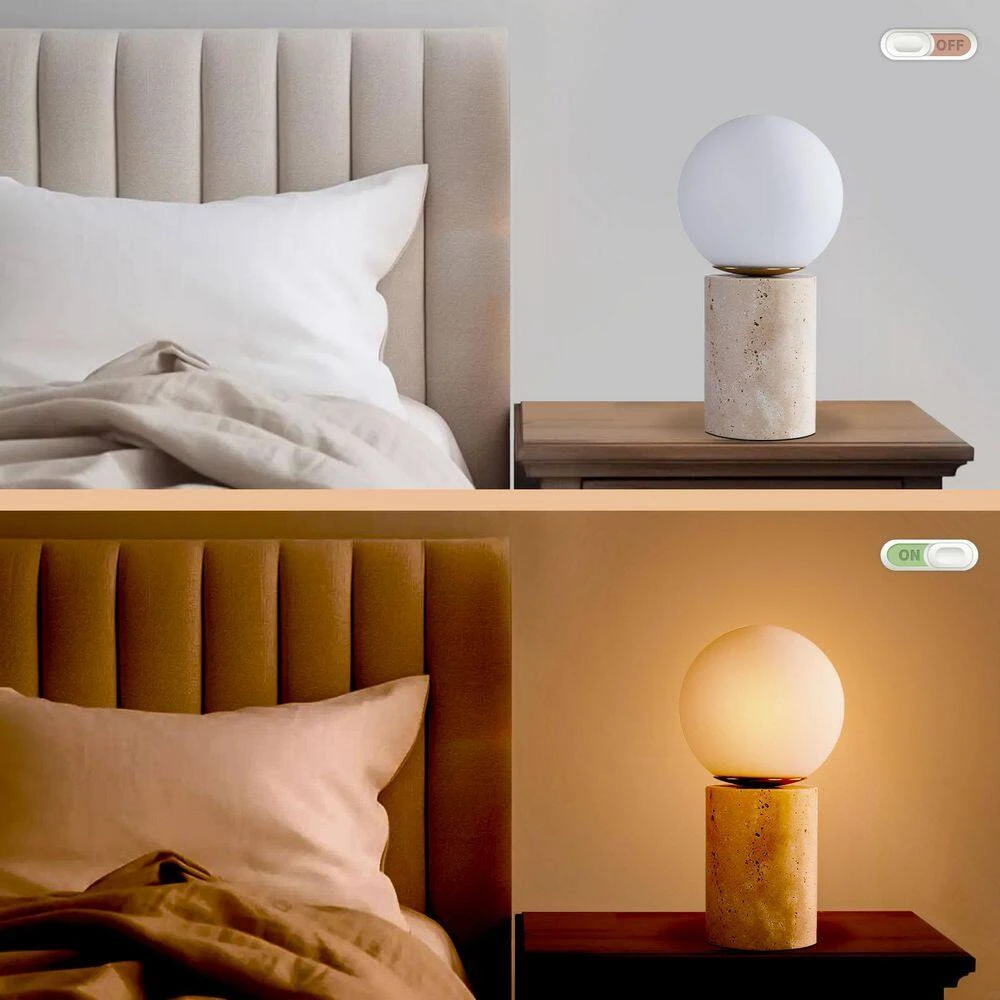 Salem 12 In. Beige Modern Stone Bedroom Living Room Bedside Desk Nightstand Small Table Lamps 12 Salem 12 In. Beige Modern Stone Bedroom Living Room Bedside Desk Nightstand Small Table Lamps - Image 10