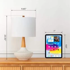 Salem 23 In. Beige Modern Ceramic Bedroom Living Room Bedside Desk Nightstand Table Lamps -Lamp Parts beige maxax table lamps t207 wh s 1f 1000