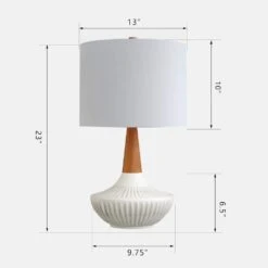 Salem 23 In. Beige Modern Ceramic Bedroom Living Room Bedside Desk Nightstand Table Lamps -Lamp Parts beige maxax table lamps t207 wh s a0 1000