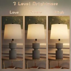 Salem 25 In. Beige Modern Dimmable Resin Bedroom Living Room Bedside Desk Nightstand Table Lamps -Lamp Parts beige maxax table lamps t210 wh 1d 1000