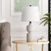 Salem 25 In. Beige Modern Dimmable Resin Bedroom Living Room Bedside Desk Nightstand Table Lamps -Lamp Parts beige maxax table lamps t210 wh 64 1000