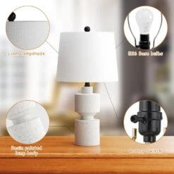 Salem 25 In. Beige Modern Dimmable Resin Bedroom Living Room Bedside Desk Nightstand Table Lamps -Lamp Parts beige maxax table lamps t210 wh 66 1000