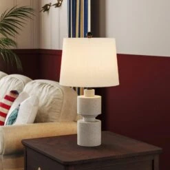 Salem 25 In. Beige Modern Dimmable Resin Bedroom Living Room Bedside Desk Nightstand Table Lamps -Lamp Parts beige maxax table lamps t210 wh 77 1000