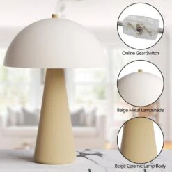 Adair 18 In. Beige Modern Ceramic Bedroom Living Room Bedside Desk Nightstand Small Table Lamps -Lamp Parts beige maxax table lamps t211 lor s 4f 1000
