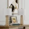 Heideman 26.5 In. Beige Modern Dimmable Rattan Bedroom Living Room Bedside Desk Table Lamps Set Of 2 -Lamp Parts beige maxax table lamps t212 wd 64 1000