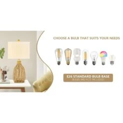 Heideman 25 In. Beige Modern Rattan Bedroom Living Room Bedside Desk Nightstand Table Lamps 13 Heideman 25 In. Beige Modern Rattan Bedroom Living Room Bedside Desk Nightstand Table Lamps -Lamp Parts beige maxax table lamps t232 wd s 4f 1000