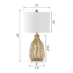 Heideman 25 In. Beige Modern Rattan Bedroom Living Room Bedside Desk Nightstand Table Lamps 10 Heideman 25 In. Beige Modern Rattan Bedroom Living Room Bedside Desk Nightstand Table Lamps -Lamp Parts beige maxax table lamps t232 wd s a0 1000