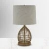 Heideman 22 In. Beige Modern Rattan Bedroom Living Room Bedside Desk Nightstand Table Lamps USB Port
