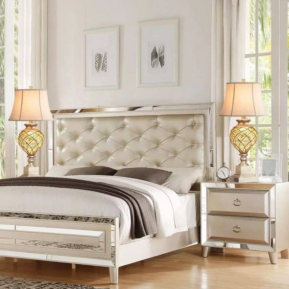 29 In. Beige Tall Bedside Lamp With Night Light, Vintage Table Lamps With Usbs Faux Silk Shade For Living Room End Table 11 29 In. Beige Tall Bedside Lamp With Night Light, Vintage Table Lamps With Usbs Faux Silk Shade For Living Room End Table - Image 9