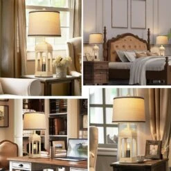 26 In. H Beige Table Lamp Set Of 2 W/3-Way Dimmable Touch Control And Linen Shade Bedside Lamps W/USB A+C And Nightlight -Lamp Parts beige table lamps tzt3146 p406 76 1000