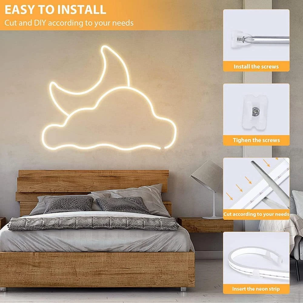 16.4 Ft. Warm White Hardwired Integrated LED Strip Light, Waterproof Neon Strip Silicone Neon Rope Light For Kitchen 5 16.4 Ft. Warm White Hardwired Integrated LED Strip Light, Waterproof Neon Strip Silicone Neon Rope Light For Kitchen - Image 3