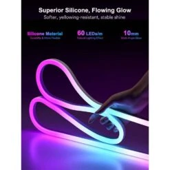 16.4 Ft. Outdoor Hardwired Neon Integrated LED Strip Lights, Smart Neon Lights IP65 Waterproof With DIY Scene Modes -Lamp Parts bibivis led strip lights gq6n 3r3 1f 1000
