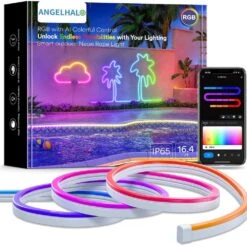 16.4 Ft. Outdoor Hardwired Neon Integrated LED Strip Lights, Smart Neon Lights IP65 Waterproof With DIY Scene Modes