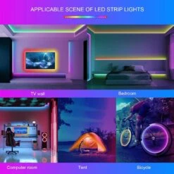 100 Ft. Hardwired Waterproof IP68 Outdoor Integrated LED Strip Lights, RGB Rope Lights Music Sync With Remote And App -Lamp Parts bibivis led strip lights lb89 j2t 1f 1000